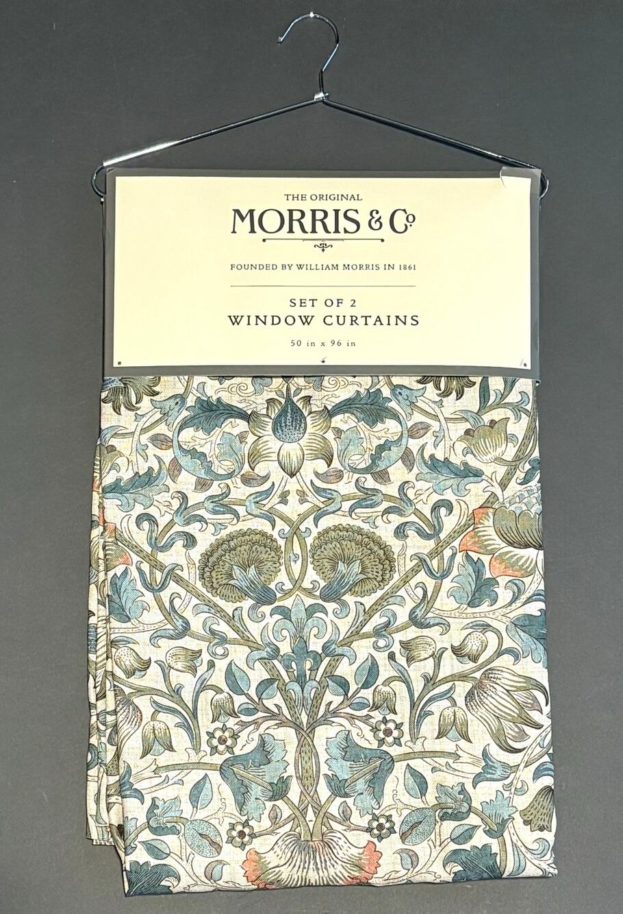 William Morris & Co. Window Curtains Panels Lodden Set Pair 50 X 96” Blue Drapes
